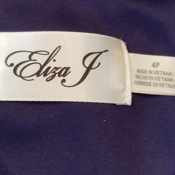 Eliza J Dress Blue with Pink & White Flowers Bell Sleeve size 4 - Picture 8 of 9